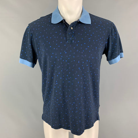PS by PAUL SMITH Size M Navy Light Blue Dots Cotton Short Sleeve Polo