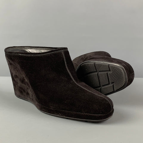 PRADA Size 7.5 Black Suede Slip On Boots