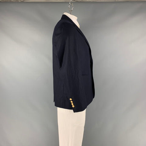 MAISON KITSUNE Taille 42 Manteau de sport à revers cranté en laine unie marine