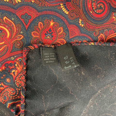 ALLEA Black Burgundy Paisley Silk Pocket Square