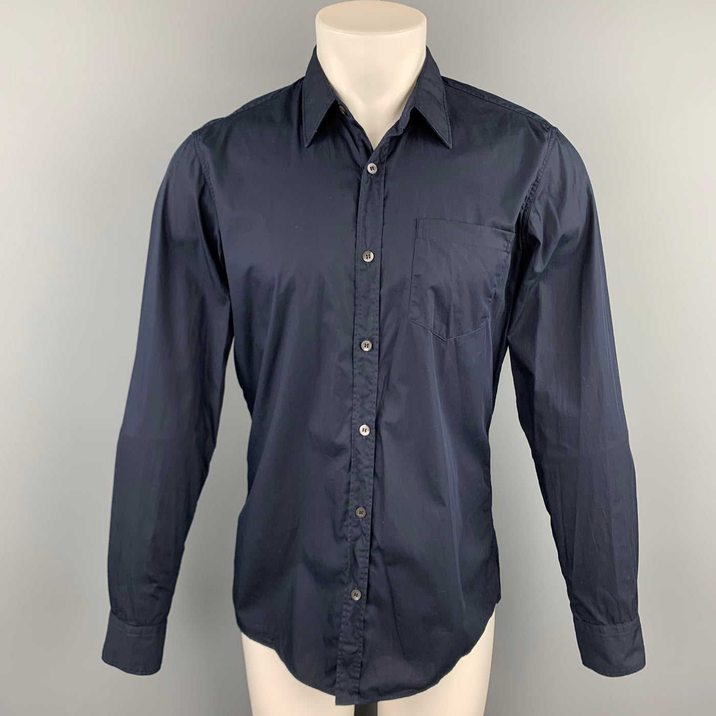 DRIES VAN NOTEN Size S Navy Cotton Button Up Long Sleeve Shirt