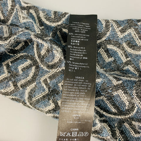 EMPORIO ARMANI Grey Navy Logo Viscose Blend Scarf