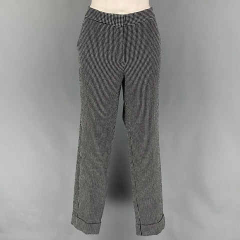 ARMANI COLLEZIONI Size 12 Black & White Cotton Blend Checkered Dress Pants