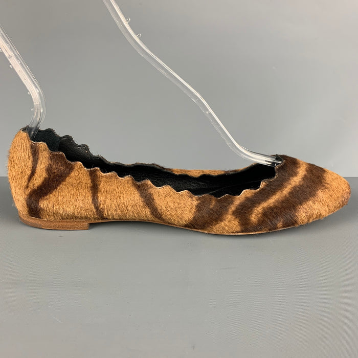 CHLOE Size 8.5 Brown Animal Print Calf hair Ballet Flats