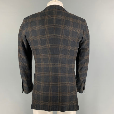 TOMORROWLAND Size 36 Black Gold Plaid Single Breasted Sport Coat