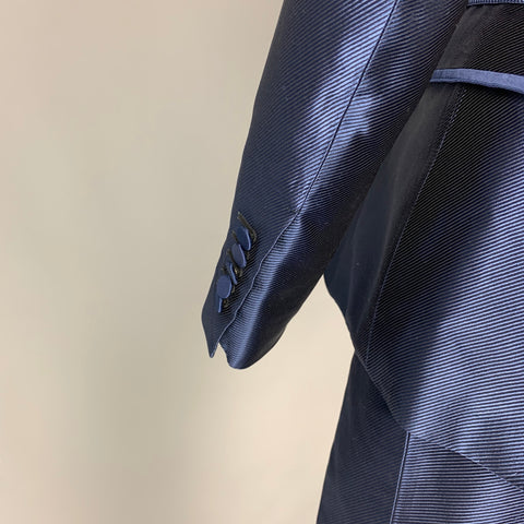 GUCCI Size 36 Regular Blue Cotton Acetate Notch Lapel Suit