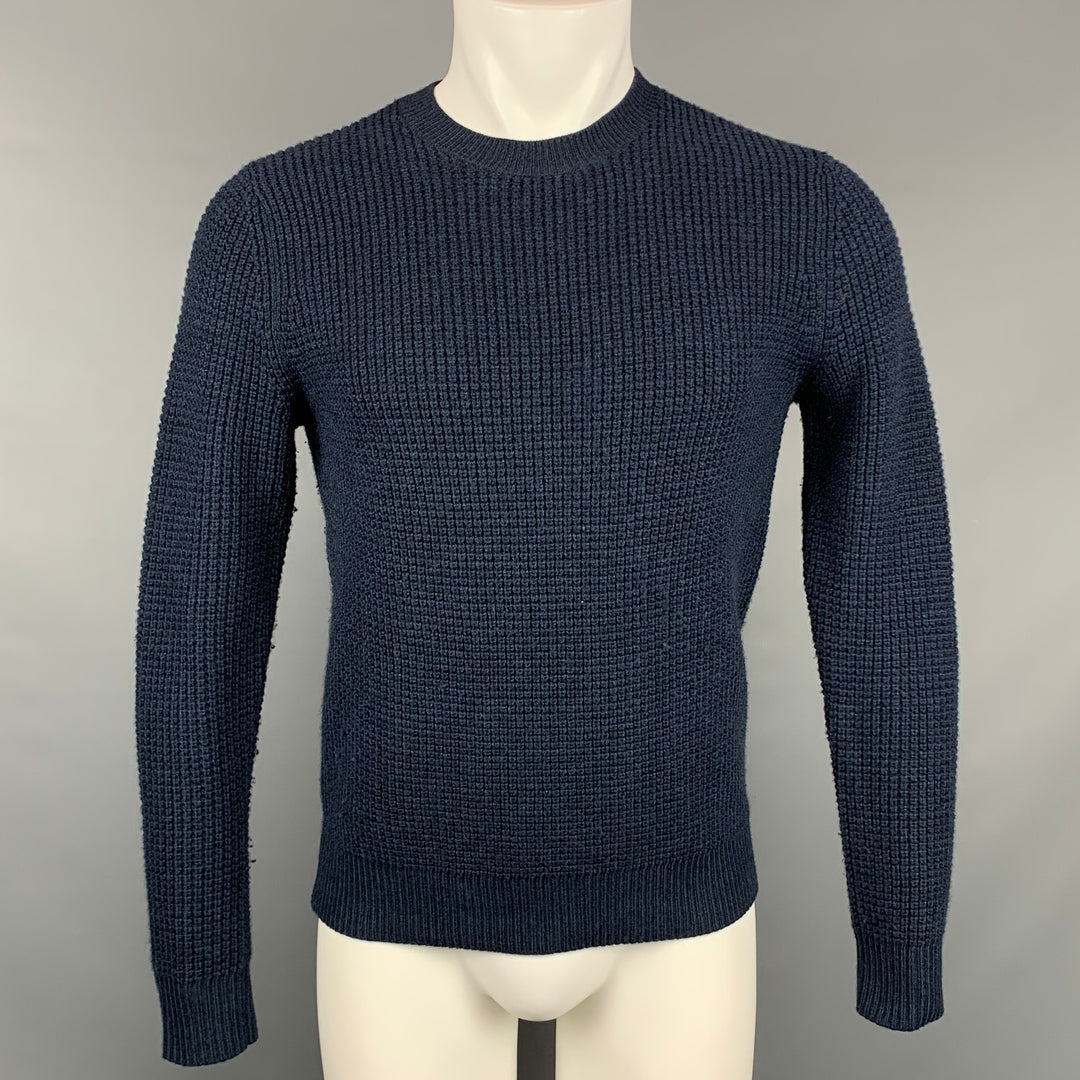THEORY Jersey con cuello redondo y lana merino de punto tipo gofre azul marino talla S