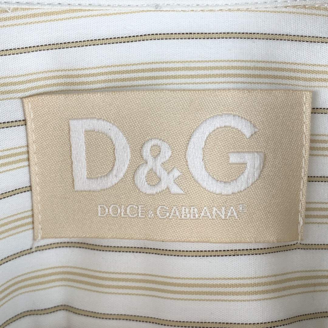 DOLCE &amp; GABBANA Talla M Camisa de manga larga de algodón con rayas blancas y mangas 3/4