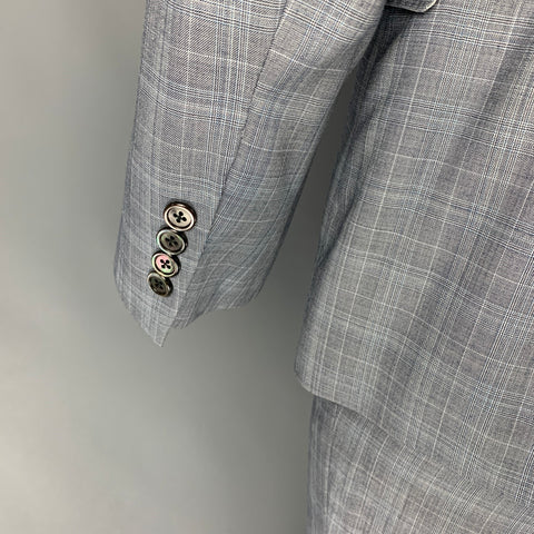 BLACK FLEECE Size 40 Grey Plaid Wool Notch Lapel Suit