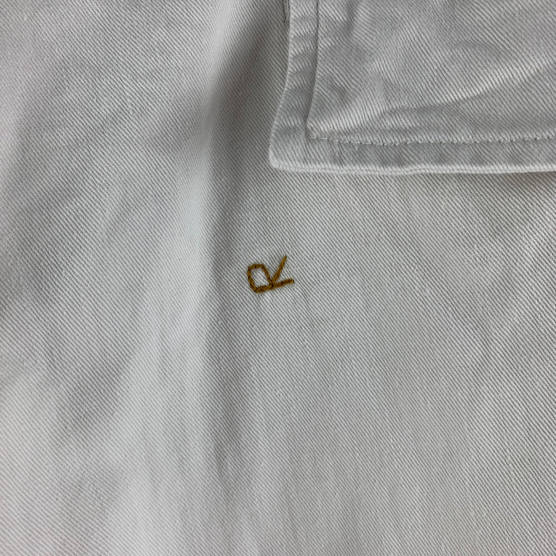 45rpm Size L Off White Solid Cotton Button Fly Casual Pants