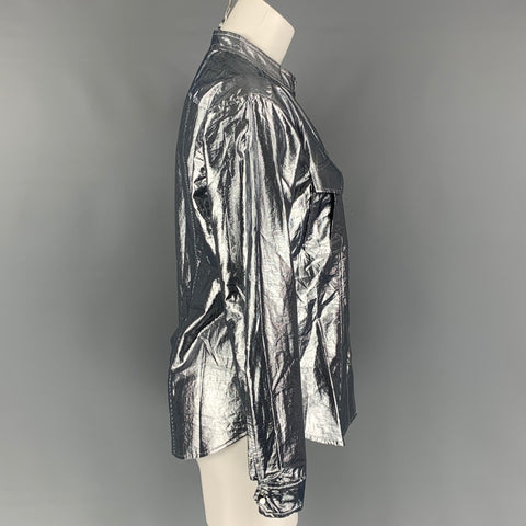 A.L.C. Size 4 Silver Metallic Cotton / Polyester Dress Top