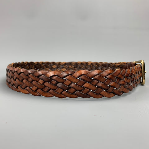 MCM Size 38 Brown Barided Leather Belt