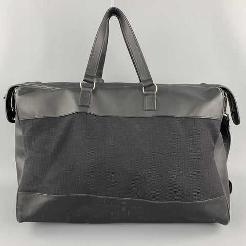 ERMENEGILDO ZEGNA Solid Black Canvas Weekender Bag