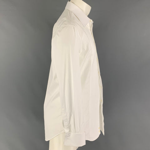 ARMANI COLLEZIONI Size M White Cotton Tuxedo Long Sleeve Shirt