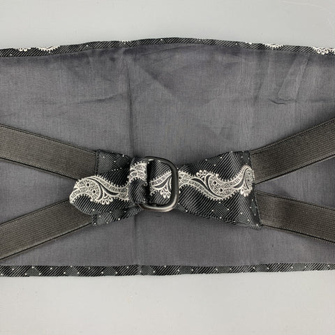 Vintage GIANNI VERSACE Size S Black & Silver Jacquard Silk Cummerbund