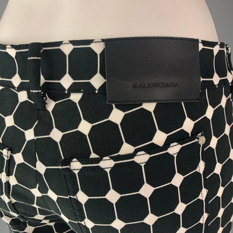BALENCIAGA Size 4 Black White Cotton &  Elastane Checkered Dress Pants