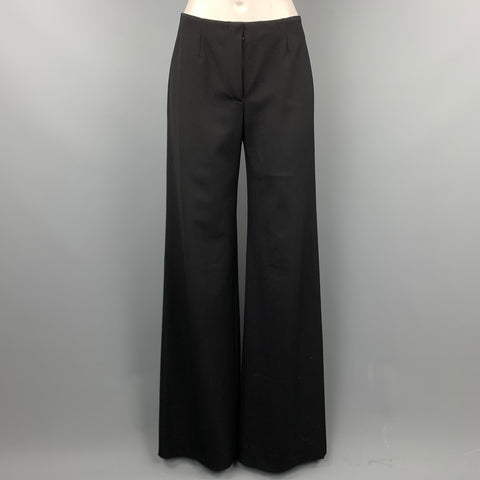 PIAZZA SEMPIONE Marilyn Taille 6 Pantalon habillé en laine noire à jambes larges