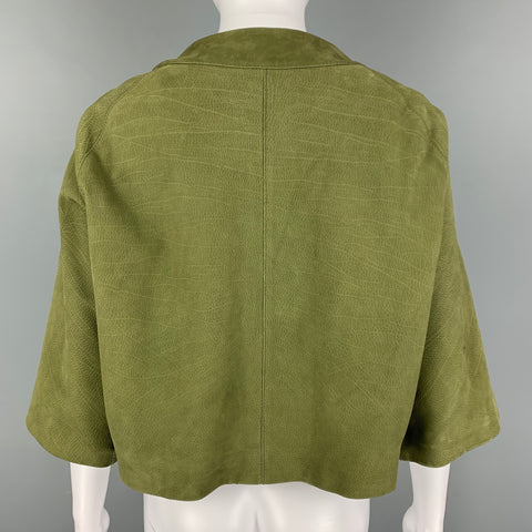MARNI Size 4 Green Leather Buttoned Jacket