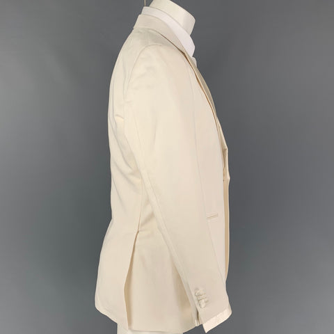 SUIT SUPPLY Size 40 Off White Cotton Linen Peak Lapel Sport Coat