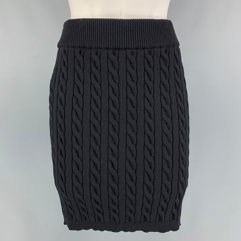 ALEXANDER WANG Falda lápiz por encima de la rodilla de punto trenzado de poliéster negro Talla M