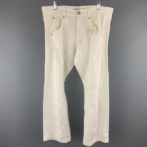 MOSCHINO JEANS Taille 32 x 31 Pantalon décontracté en lin uni blanc