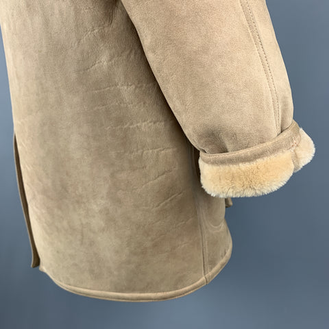 PAUL STUART Size 40 Tan Shearling Notch Lapel Coat