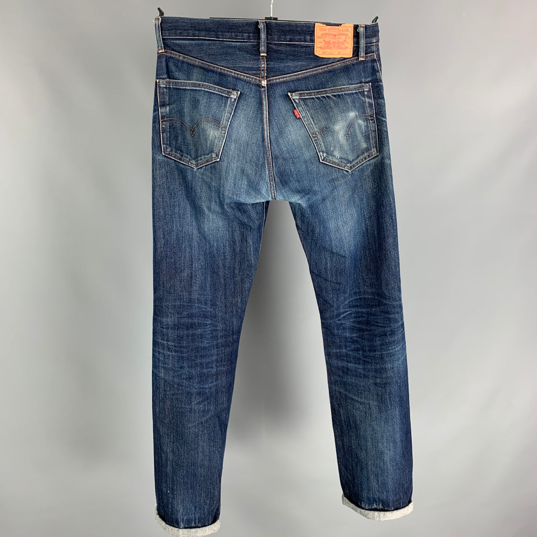 LEVI'S Taille 34 Jean à revers en denim délavé bleu