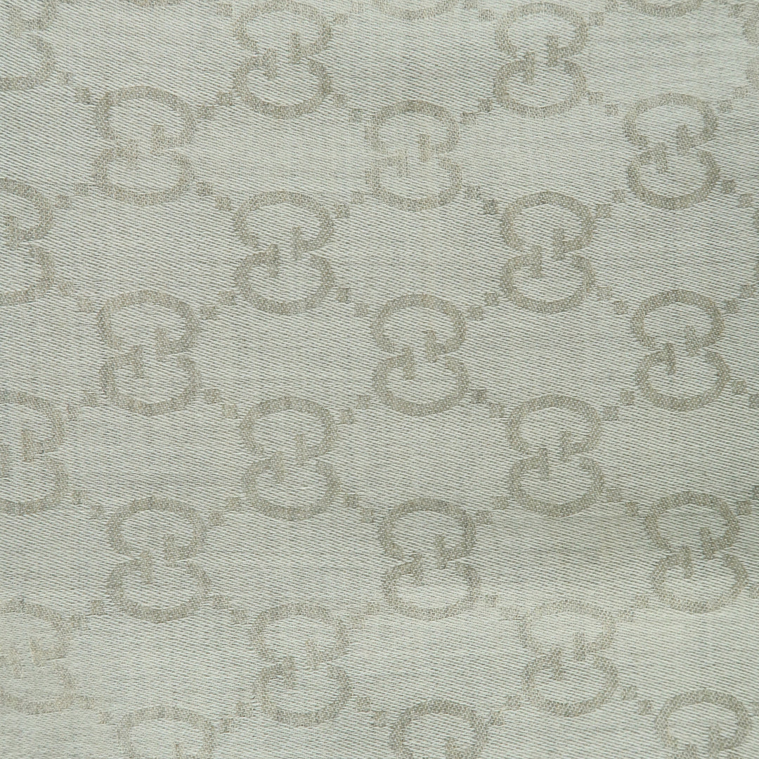 GUCCI Oatmeal Beige Wool / Silk Guccissima Monogram Scarf