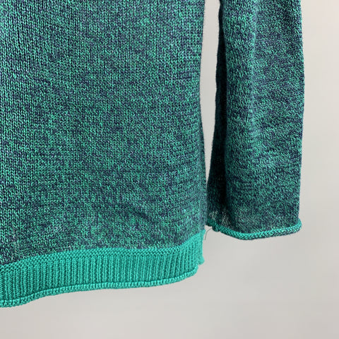 EDIFICE Taille XS Teal Heather Tricoté Lin Boutonné Poches Cardigan Pull