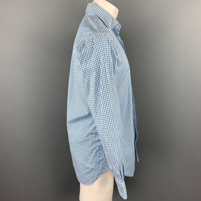 HAMILTON Size S Blue & Green Gingham Cotton Spread Collar Long Sleeve Shirt