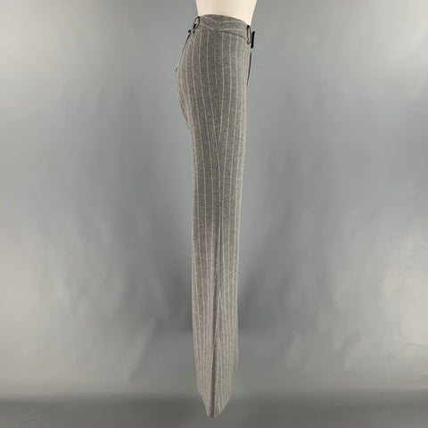 SMYTHE Size 4 Grey Cream Wool Blend Chalk stripe Boot Cut Dress Pants