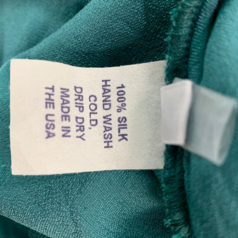 HAZEL BROWN Size 2 Blue Silk & Velvet 3/4 Sleeve Blouse