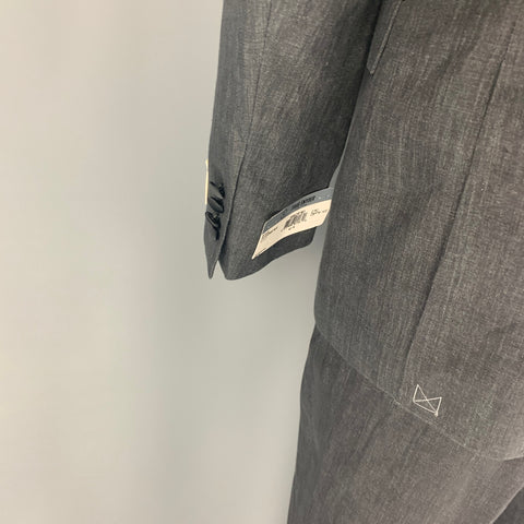TODD SNYDER Size 40 Charcoal Black Linen Peak Lapel Tuxedo Suit