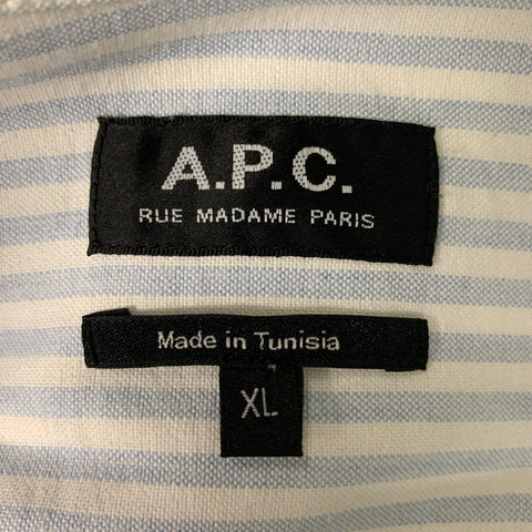 Camisa de manga larga con botones de algodón a rayas azul claro blanca talla XL de APC