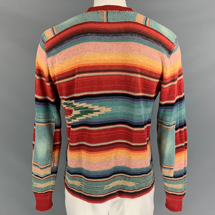 POLO by RALPH LAUREN Size L Multi-Color Knitted Linen Blend Buttoned Pullover