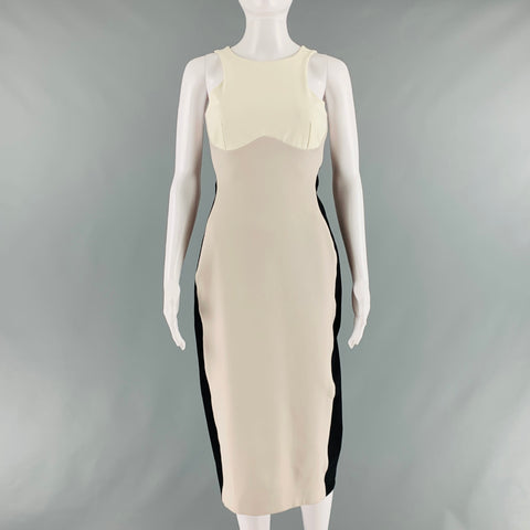 STELLA McCARTNEY Talla 6 Vestido bloque de color Eastane de poliamida negro, beige y crema