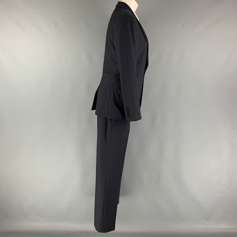 BROOKS BROTHERS Size 37  Black Wool  Lycra Single Breasted 28 Suit
