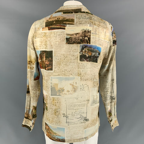DOLCE & GABBANA Size L Multi-Color See Through Picture Long Sleeve Shirt