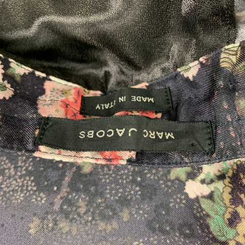 MARC JACOBS Taille 30 Pantalon décontracté à cordon de serrage en soie florale rose noir