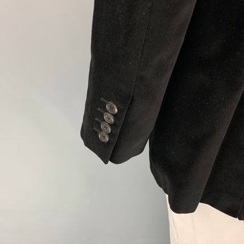 DUNHILL Size 42 Regular Black Velvet Cotton Peak Lapel Sport Coat