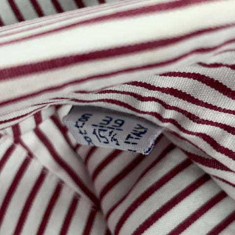 BRIONI for WILKES BASHFORD Size M Red White Stripe Long Sleeve Shirt