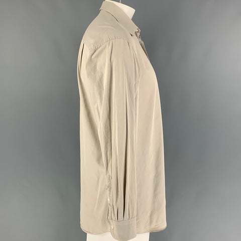 ERMENEGILDO ZEGNA Size L Beige Cotton Button Up Long Sleeve Shirt