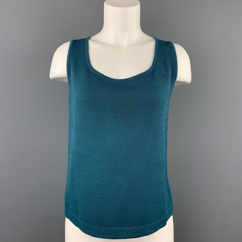 ST. JOHN Taille M Chemisier Camisole Tricoté Sarcelle