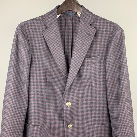 TOMBOLINI Size 36 Purple & Black Wool Notch Lapel Sport Coat