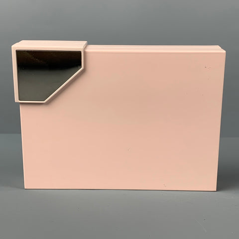 LEE SAVAGE Light Pink Metal Leather Broken Space Clutch