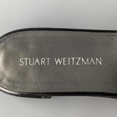 STUART WEITZMAN Talla 11 Zapatos planos con hebilla plateada de charol negro