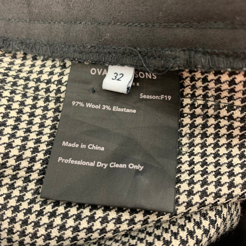 OVADIA & SONS Size 32 Black White Houndstooth Wool Dress Pants