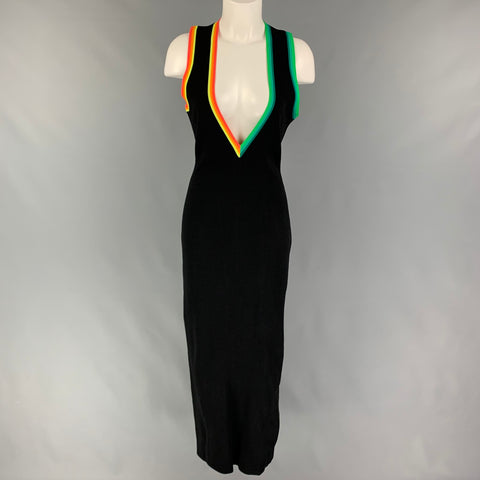 CHRISTOPHER JOHN ROGERS Size M Black Viscose Blend Stretch Maxi Dress