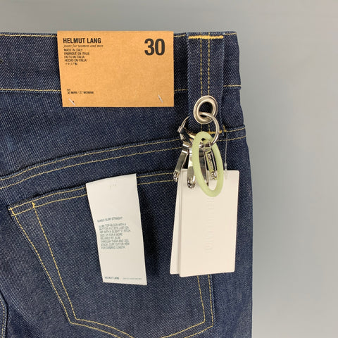 HELMUT LANG Size 30 Blue Cotton Slim Multi Key Rings Jeans