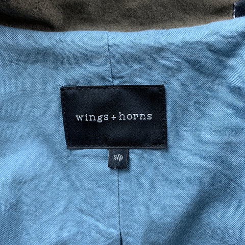 WINGS + HORNS Size S Olive Solid Cotton / Linen Notch Lapel Jacket